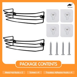 MEAKIOEI 2-Pack Hat Organizer for Baseball Caps, Hat Rack for Wall, Cap Holder Organizer Up to 30 Hats, Hat Wall Hanger