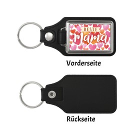 Herzen Schlüsselanhänger mit Kunstleder-Anhänger mit Spruch Beste Mama Muttertag Herz voller Liebe - Muttertagsidee Familie ehren