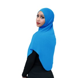 TheHijabStore.com Amira Instant Hiyab - Pañuelo de cabeza suave para mujer, 1 pieza, Azul / Patchwork, Talla única