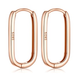 MILACOLATO Earrings Silver 925 U Hoop Earrings Silver 925 Silver Earrings Women's 925 18 Carat White Gold Plated Hypoallergenic Hoop Earrings for Women Girls, Sterling Silver