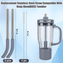 2Pcs Replacement Metal Straws for Ninja BlendBOSS
