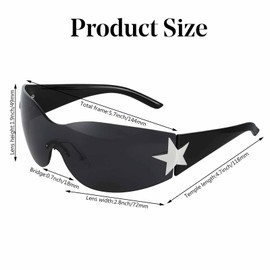 Rimless Sunglasses for Women Men Retro Trendy Oversized Shades Cool Stars Fashion Sunglasses UV400 Black M, Black.