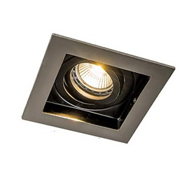 Qazqa - Modern Recessed Spotlight Steel I Silver I Nickel Matt with Black Inner Housing - Carree 1 I Living Room I Bedroom - Steel Square - LED Suitable for GU10