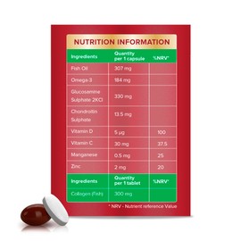 Seven Seas JointCare + Collagen, with Omega-3, Glucosamine, Chondroitin, Vitamins C and D, Manganese and Zinc, Food Supplements, 30-Day Pack