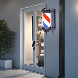 ZHFEISY Barber Pole LED Light, 28inch Red White Blue Traditional Barber Pole Outside Barber Shop Rotating Light Sign Light Box Rainproof Hairdressing Salon Save Energy Wall Lamp