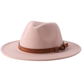 Lanzom Kids Girls Vintage Wide Brim Wool Felt Bowler Cap Bowknot Floppy Fedora Hat (Z-Camel)