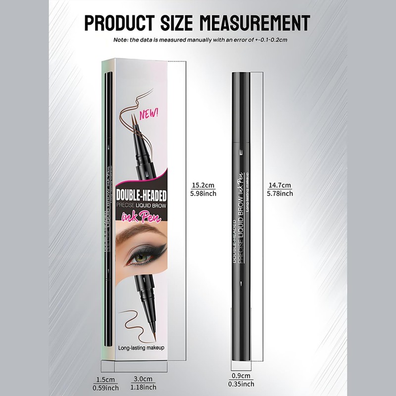 Microblading Brow Pen – Dual-Ended with Spoolie Brush – Long-Wear,