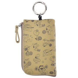 Marimo Craft Snoopy Key & Pass Pouch, Beige, Embossed Snoopy, Approx. W 3.0 x H 4.9 inches (75 x 125 mm), SPZ-3777
