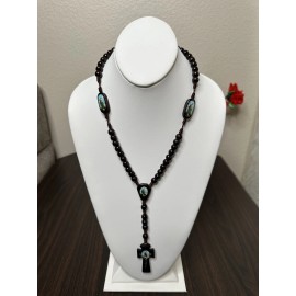 San Judas Tadeo Rosario Hecho Con Madera Nudos De Hilo Y Madera Cafe