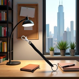 Black Elastic Ropes Retractable Coil Springs Keychain, Anti-Lost Key Chain Holder Clasp for Keys Wallet Cellphone and Other Badge Holders, Identification Badges and Supplies