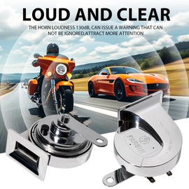 FARBIN Car Horn Horns for Truck 12V Motorcycle Horn Electric Snail Horn Waterproof Train Horn High Low Tone for Car Motorcycle Truck SUV (Silver)