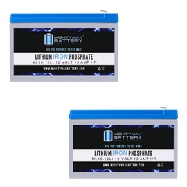 Mighty Max Battery Mighty Max Battery ML10-12LI - 12 Volt 10 AH Deep Cycle Lithium Iron Phosphate (LiFePO4) Rechargeable and Maintenance Free Battery - Pack of 2