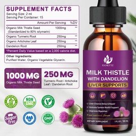 Milk Thistle Supplement for Liver Cleanse Detox & Repair, Liver Detox Drops with Organic Milk Thistle Seed, Artichoke Extract, Dandelion, Turmeric and Vegan, Non-GMO, Gluten-Free (2 Pack, 1 Fl Oz)