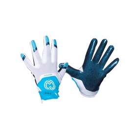 MASSOV EVO2 Youth Football Gloves – Sticky Grip ProTac Palms, Breathable Mesh Fit, SFIA – Kids Football Gloves - Youth, Small, Iridescent Blue
