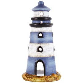 HEITMANN DECO Lighthouse Ceramic Lantern, Blue, White, Beige, 10,2 x 10,2 x 20 cm