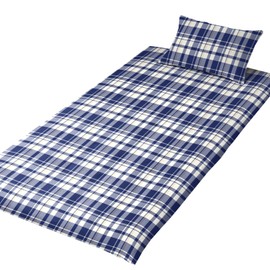 Merry Night FF13111-72 Madras Check Futon Cover, Easy to Put On and Take Off, L-Shaped Zipper, Navy, Single Long, Approx. 41.3 x 84.6 inches (105 x 215 cm), Wide Opening, Easy to Put Futon, Washable