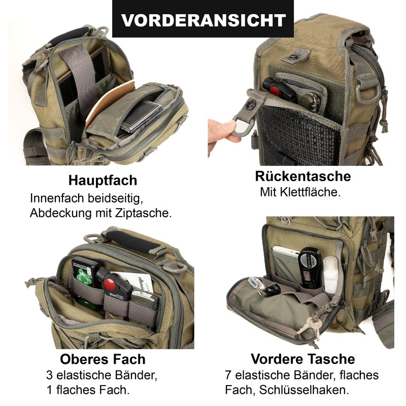 Magforce Tactical Sling Bag "Hamburger", MOLLE Shoulder & Chest Bag,