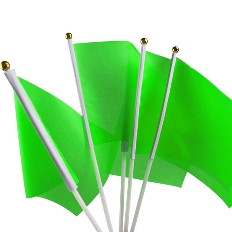 50 Packs Green Small Flags on Sticks Hand Waving Flag
