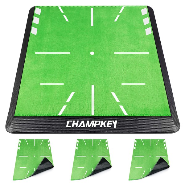CHAMPKEY Replaceable Impact Golf Mat 2.0 Edition | Come with 3 Replaceable Impact Surfaces｜Path Feedback Golf Practice Mats(M(13" x 17"))