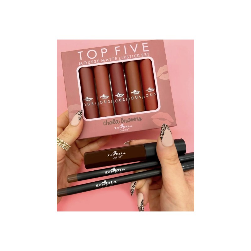 ITALIA DELUXE TOP FIVE MOUSSE MATTE LIPSTICK CHOLA BROWNS 5