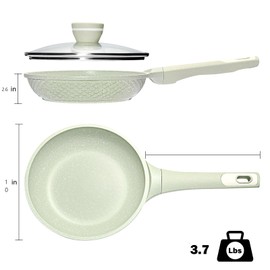 Non stick Frying Pans 10 in Skillet with Lid, Omelet Pan, Small Frying Pans Nonstick, Healthy Cookware Non Toxic Chefs Pan, Egg Pan with Heat Resistant Handle,100% PFOA PFAS-Free, Cooking all stovetop