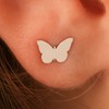 Dainty Flat 925 Silver Butterfly Earring Studs Pair - Tiny
