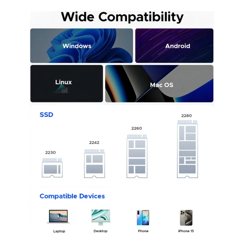 Orico Case Disco Duro M.2 Nvme Usb4 40gbps Ssd Gabinete