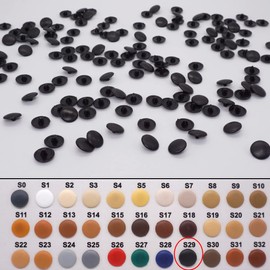 (Pack of 50 pcs) Pozi Screw Cover Caps 12 mm Diameter, Pozidriv Head Clip On Plastic Covers, Furniture Decorative Cap (50, Black S29)