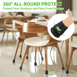 16PCS Extra Small Chair Leg Floor Protectors, Chair Leg Protector for Hardwood Floors, Metal Bar Stool Floor Protectors Chair Leg Caps, Round Felt Furniture Pads Furniture Sliders(Black,Fit 0.5"-0.8")