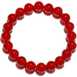 Wizock Gem Semi Precious Gemstone Beaded Bracelets Spiritual Crystals Unisex Stretch Bracelets for Women and Men 10mm Round Beads (Red Agate)