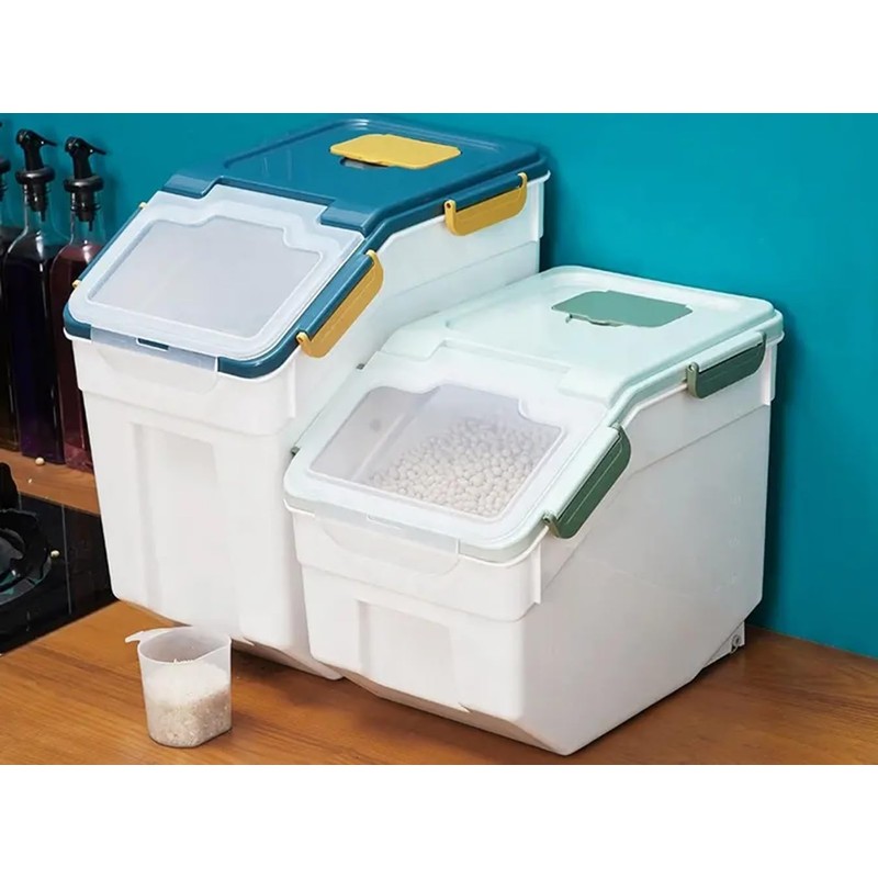 Qiveno Large Flour Storage Container Bin 25Lb, 2Pack Airtight Rice