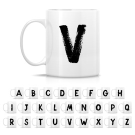 Retreez - Taza de monograma con monograma con texto en inglés "A-Z" con texto en inglés "Apreciación gracias a la Z - Regalos de cumpleaños para su amiga, compañera de trabajo, hermana, mejor amiga - Inicial V