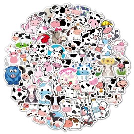 MHDAMAI Cute Cute Cow Cartoon Vinyl Stickers Pack of 50 Waterproof Graffiti Decal Stickers for Water Bottles, Laptop, Computer, Skateboard, Cute Sticker Gift for Children, Teenagers