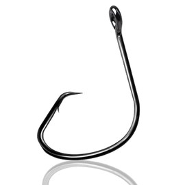Natufish Fishing Circle Hooks 50Pcs Offset Fish Hook Saltwater,Barbed Live Bait Hooks Black Nickel/Wide Gap for Catfish Striped Bass 4#