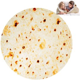 BONACHAN Cobija Gigante en Forma de Burrito, Manta de Tortilla Mexicana, para Adultos y Niños, Cobija Redonda de Franela Suave de Calidad, para Interiores, Exteriores, Viajes, Hogar y Más (180X180CM)