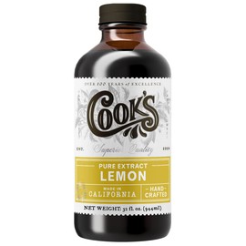 Cook's Pure Lemon Extract, Premium Quality, Cold Pressed Lemon, Sugar Free, Gluten Free, Allergen Free, 32 oz