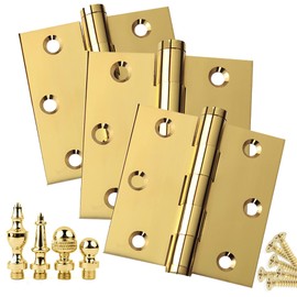Embassy Door Hinge Solid Brass - 3 x 3 Inch, Heavy Duty, Polished Brass, Rust Resistant Stainless Steel Pin, Architectural Designer Grade, Home Improvement, 3 Pack