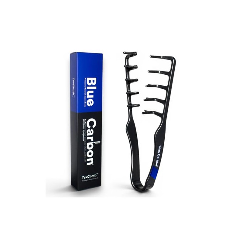 Blue Carbon TexComb Curling Comb - Anti-Static & Shatterproof