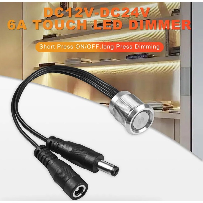 Stepless Dimming Switch DC12-24V Blue Indicator Light Touch Dimmer Switch