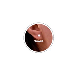 Atentuyi Mini Pearl Stud Earrings Gold Vintage Pearl Ear Jacket Bead Ear Climbers Curved Cluster Bar Ear Crawlers Wedding Earrings Front Back Bridal Earrings Jewelry for Women Girls