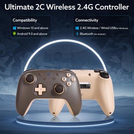 8Bitdo Ultimate 2C Wireless Controller for Windows PC and Android, with 1000 Hz Polling Rate, Hall Effect Joysticks and Triggers, and Remappable L4/R4 Bumpers(Special Edition) (Brownie)