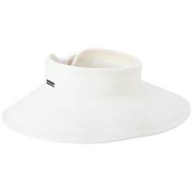 Nautica Womens Visor Hat - 100% Straw Wide Brim Sun Hats for Women UV Protection Ponytail Beach Vacation Essentials, Size One Size, White