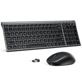 iClever DK05 Bluetooth Keyboard and Mouse Combo - 2.4G Wireless Rechargeable Keyboard Mouse, Compact Design with Numeric Keypad, Multi-Device Connection, Comfortable Typing for PC/Laptop/Windows/Mac