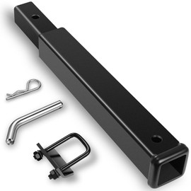 18 Inch Hitch Extender, 2-Inch Receiver 3,500 Lbs, Black, Boat Trailer Extension with Anti Rattle Hitch Tightener