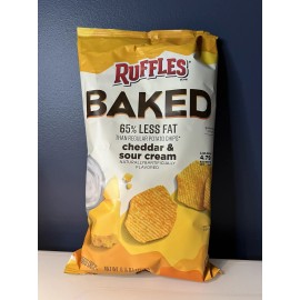 Lays  Brand New Ruffles Baked Gluten Free Cheddar Sour Cream Potato Crisp Chips 6oz