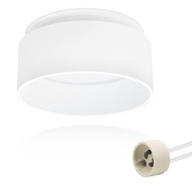 KYOTECH LED Ceiling Spotlight with Indirect Light Including GU10 Socket Surface-Mounted Flat LED Surface-Mounted Round White with Large Light Surface Installation Design Spot Ceiling Light Recessed