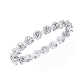 Jewelry by Debbie 925 Sterling Silver Cz Eternity Promise Wedding Band Ring Rhodium Plated (6)