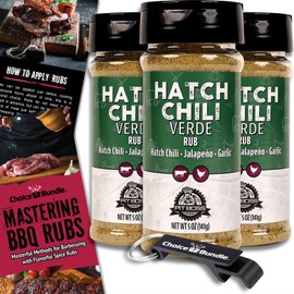 Pit Boss Hatch Chili Verde Premium Barbecue Mixed Seasoning Spice & 3 pk Choice Bundle (15 oz) + Guide & Keychain Bottle Opener (5 Items)!