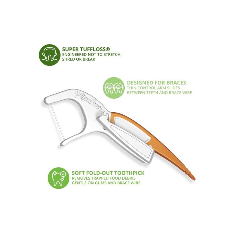 Plackers Orthopick - Hilo dental para tirantes, paquete de 2
