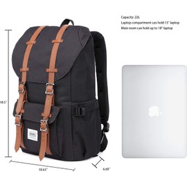 KAUKKO Travel Laptop Backpack Outdoor Rucksack Causal backpack Fits 15.6"(Nylon Black2pc)